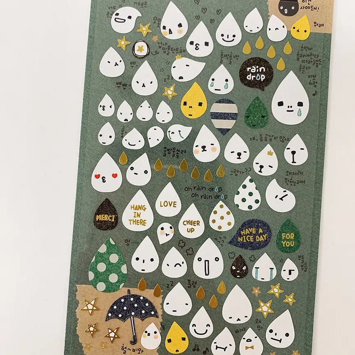 Suatellier-Sticker-no-1034-rain-drop-Stickerbogen-mit-Sticker-Produktansicht-mit-Verpackung