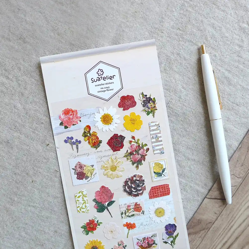 Sticker / Weinlese Blume  / 10x19cm / 1Bogen