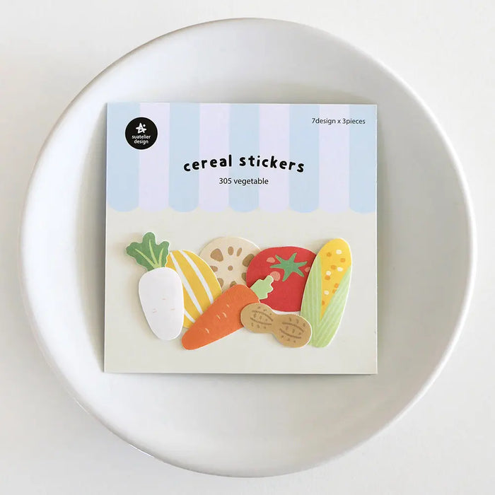 Suatellier-cereal-Sticker-305-vegetable-Stickerbogen-mit-Sticker-Produktansicht-mit-Verpackung