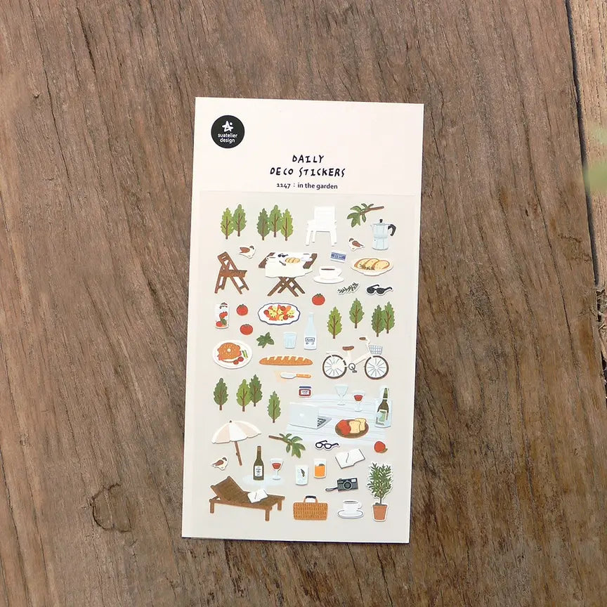 Suatellier-dailyl-Sticker-1147-in-the-garden-Stickerbogen-mit-Sticker-Produktansicht-mit-Verpackung