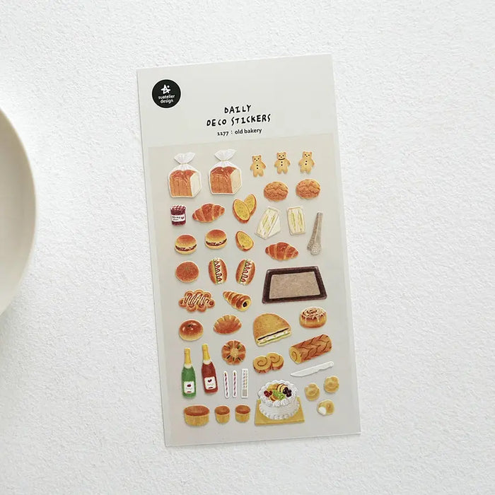 Suatellier-dailyl-Sticker-1177-old-bakery-Stickerbogen-mit-Sticker-Produktansicht-mit-Verpackung