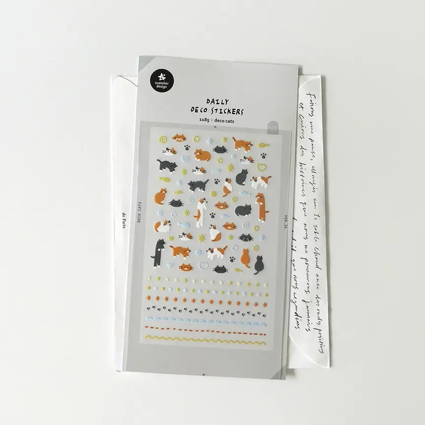 Suatellier-dailyl-Sticker-1185-deco-cats-Stickerbogen-mit-Sticker-Produktansicht-mit-Verpackung