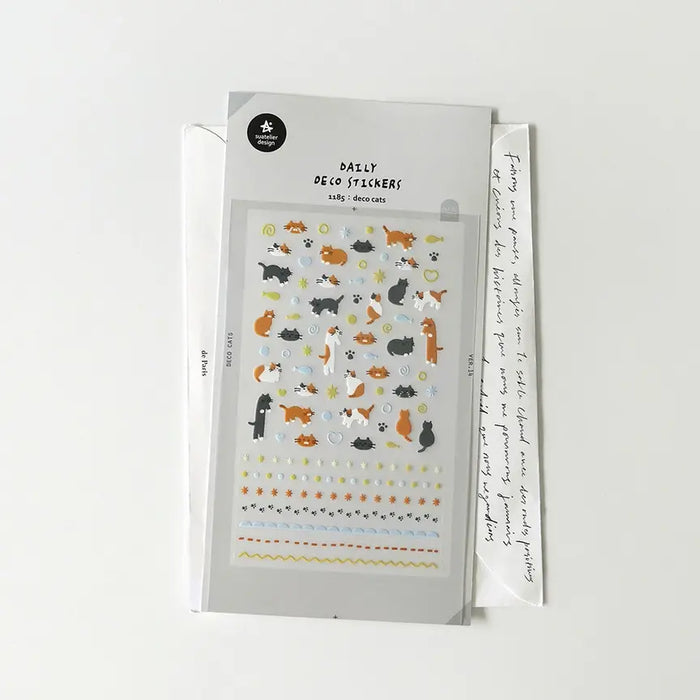 Suatellier-dailyl-Sticker-1185-deco-cats-Stickerbogen-mit-Sticker-Produktansicht-mit-Verpackung