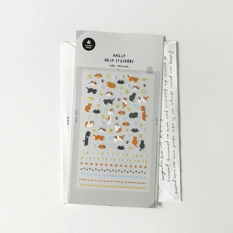 Suatellier-dailyl-Sticker-1185-deco-cats-Stickerbogen-mit-Sticker-Produktansicht-mit-Verpackung