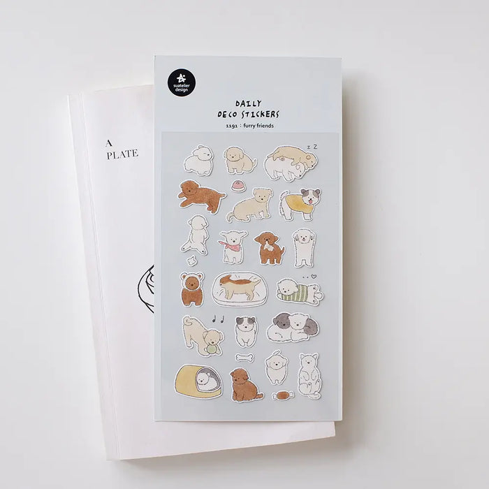 Suatellier-dailyl-Sticker-1191-furry-friends-Stickerbogen-mit-Sticker-Produktansicht-mit-Verpackung