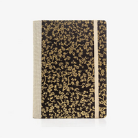 Tagesplaner-12x16_5cm-spaltenaufteilung-Cover-Chiyogami-Motiv-Sakurazweig-Gold-auf-schwarz