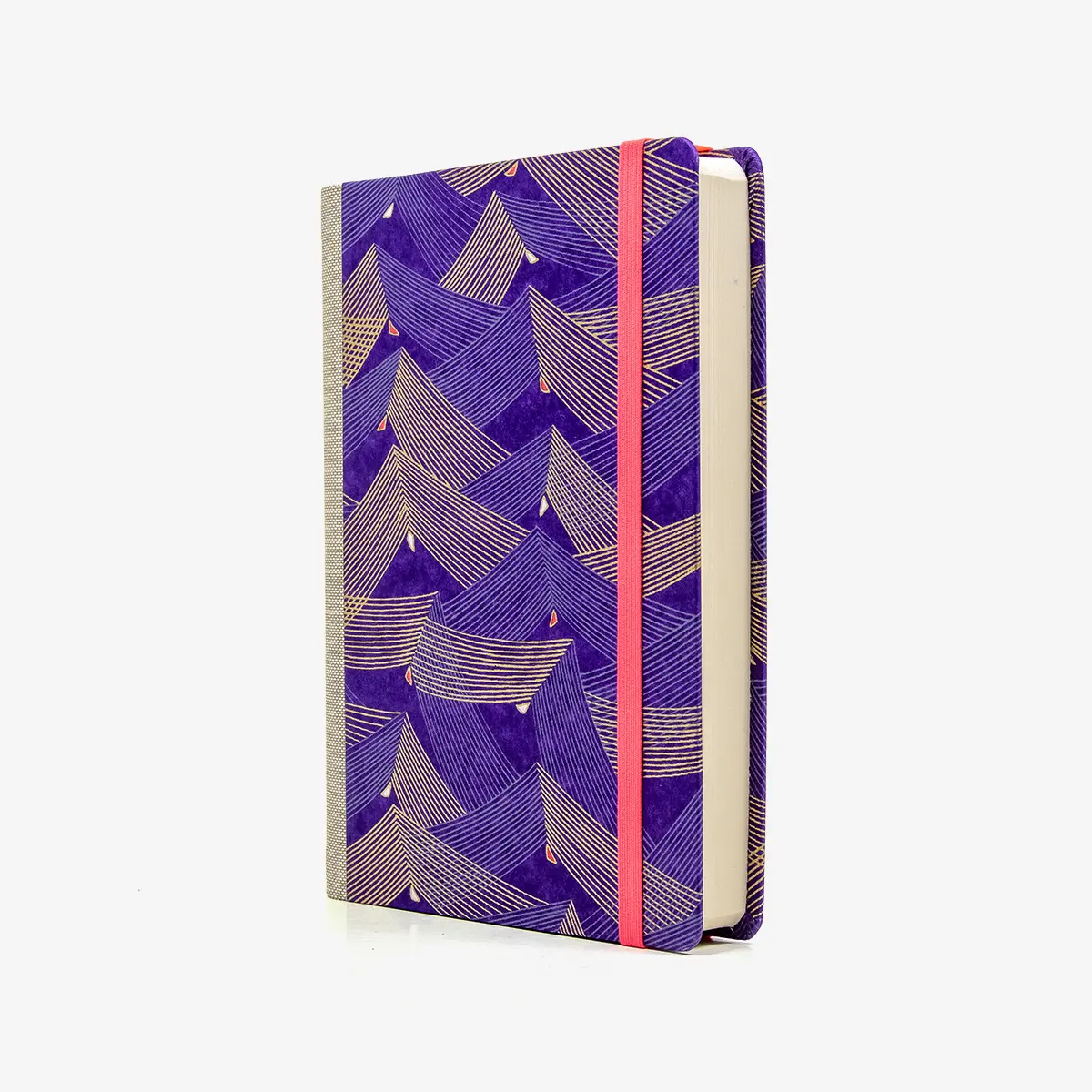 Tagesplaner-12x16_5cm-spaltenaufteilung-Cover-Chiyogami-Motiv-Seitenspiel-Purple-seitlich-vorn