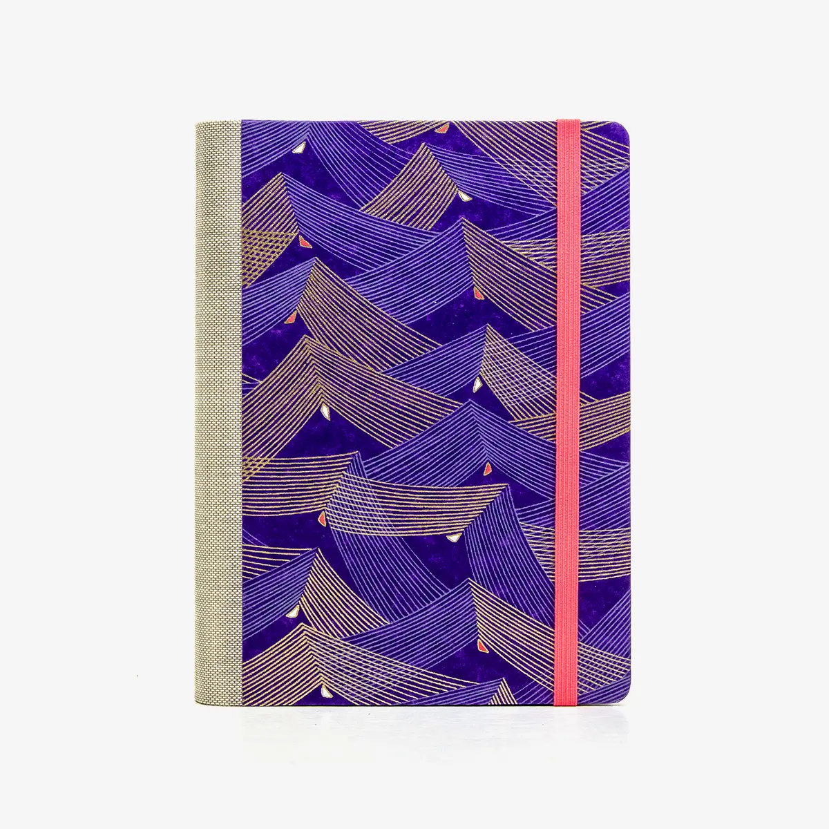 Tagesplaner-12x16_5cm-spaltenaufteilung-Cover-Chiyogami-Motiv-Seitenspiel-Purple