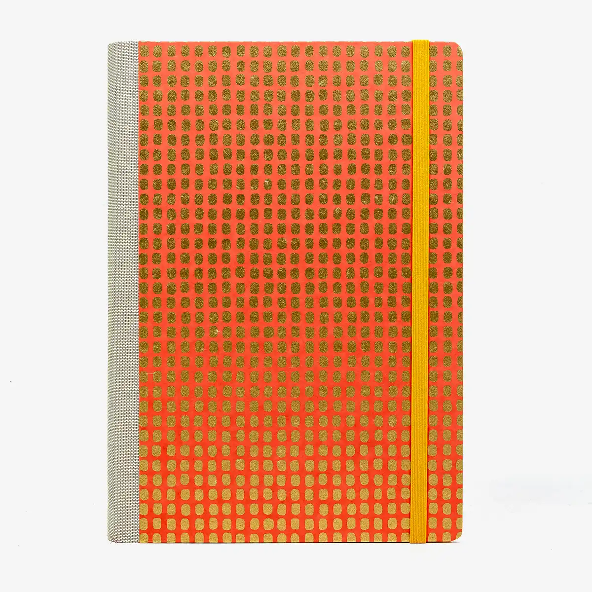 Tagesplaner-2027-A5-klassisch-cover-Chiyogami-Motiv-Bogen-1081C-Squares-Gold-Peachy-von-vorn