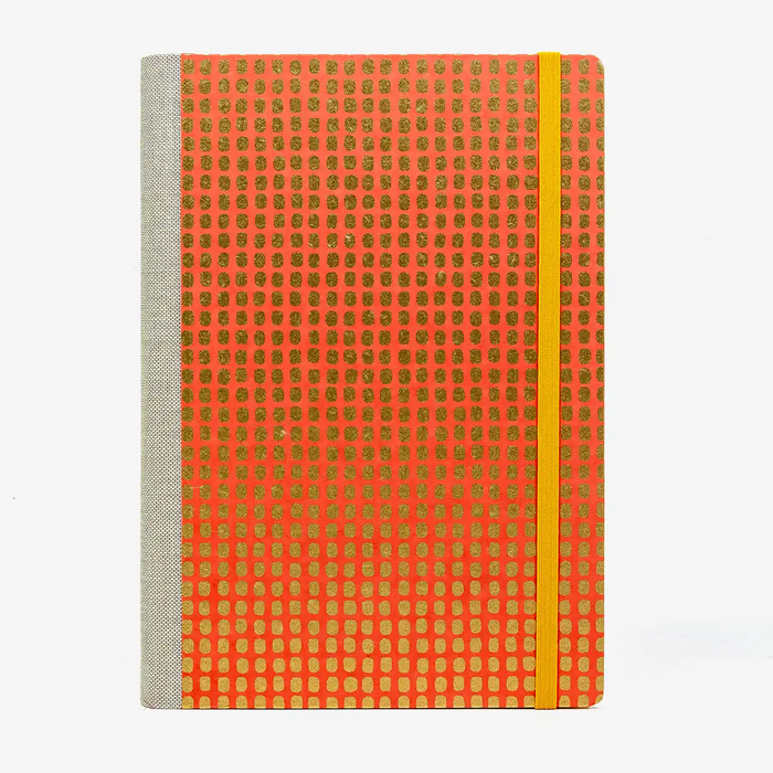 Tagesplaner-2027-A5-klassisch-cover-Chiyogami-Motiv-Bogen-1081C-Squares-Gold-Peachy-von-vorn