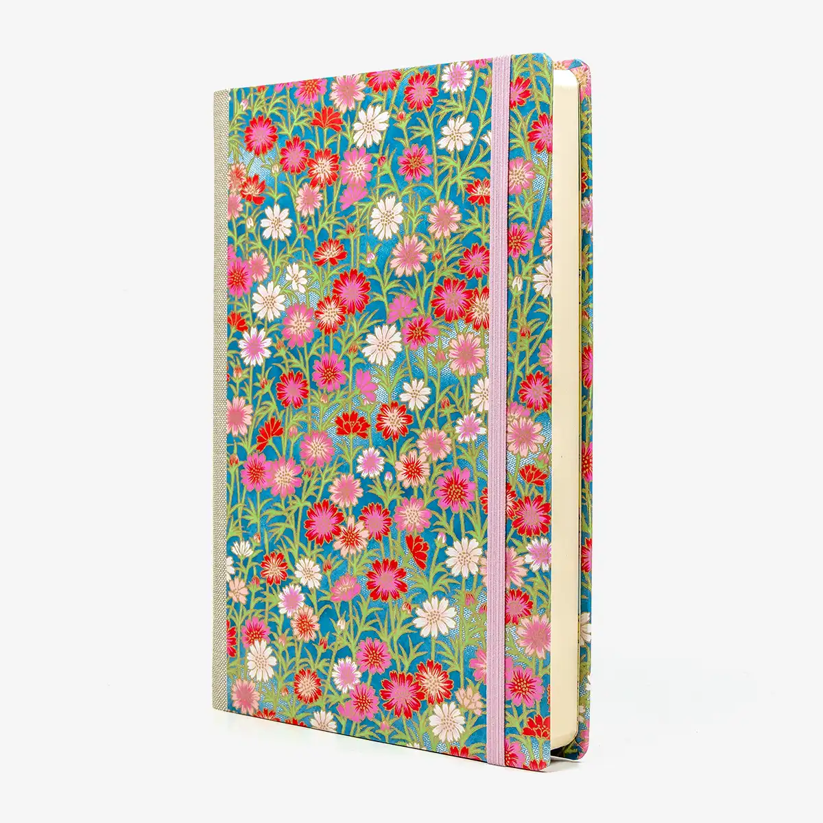 Tagesplaner-2027-A5-klassisch-cover-Chiyogami-Motiv-Bogen-636C-Blumen-seitlich-von-vorn