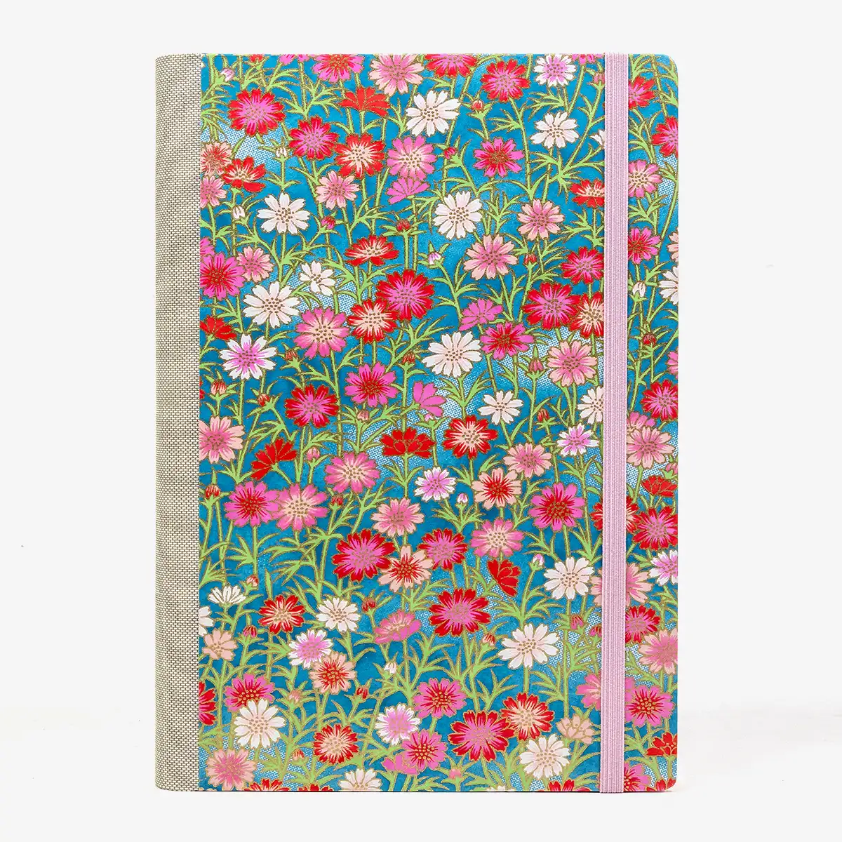 Tagesplaner-2027-A5-klassisch-cover-Chiyogami-Motiv-Bogen-636C-Blumen-von-vorn