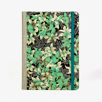 Tagesplaner-A5-Pflanzen-gruen-silber-auf-schwarz-Cover--von-vorn