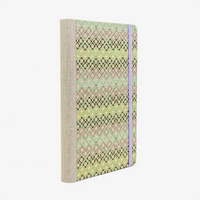 Tagesplaner-A5small-cover-.Chiyogami-Motiv-Bogen-1037C-Bluetenpattern-gruen-seitlich-von-hinten