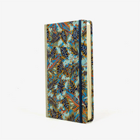 Tagesplaner-A5small-cover-.Chiyogami-Motiv-Monstera-blau-seitlich-von-vorn