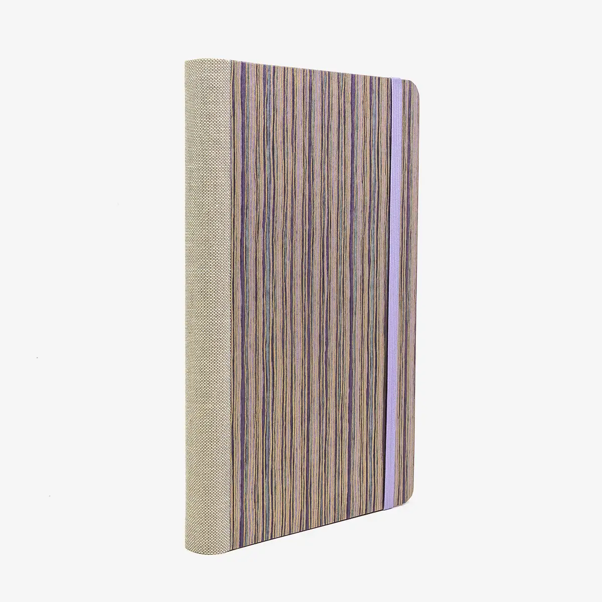 Tagesplaner-A5small-cover-.Chiyogami-Motiv-Streifen-Gold-Flieder-seitlich-von-hinten