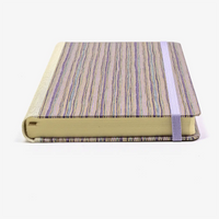 Tagesplaner | Format: A5 small | 2027 | Cover: Chiyogami Papier | Motiv: Streifen Flieder / Gold