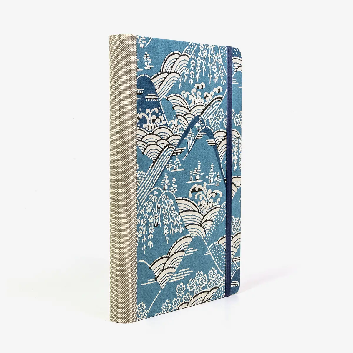 Tagesplaner-A5small-cover-.Katazome-Shi-Motiv-Stadt-blau-seitlich-von-hinten