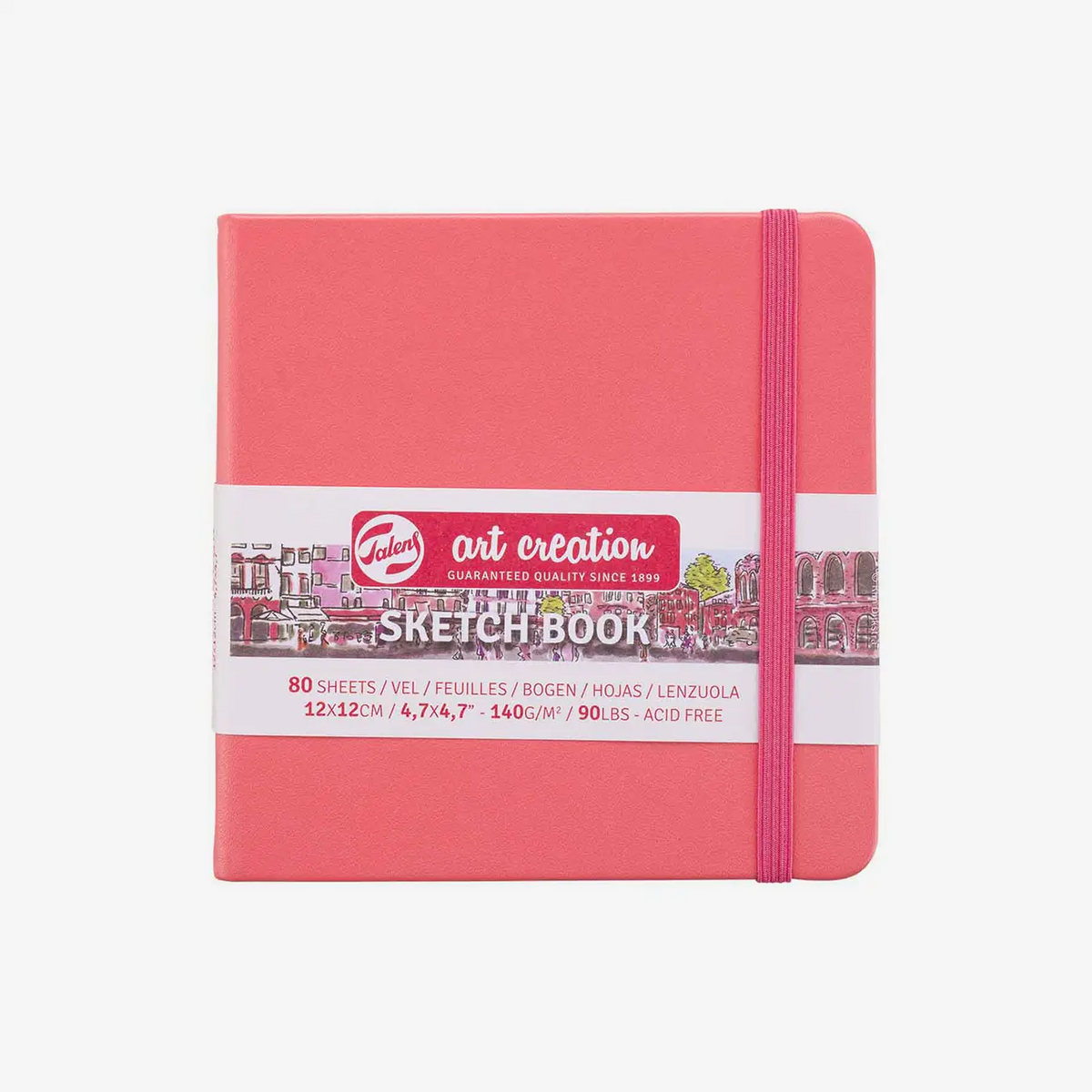 Talens-Art-Creation-Sketchbook-Coral-Red-12x12-cm-140g_Cover-vorn-Produktansicht