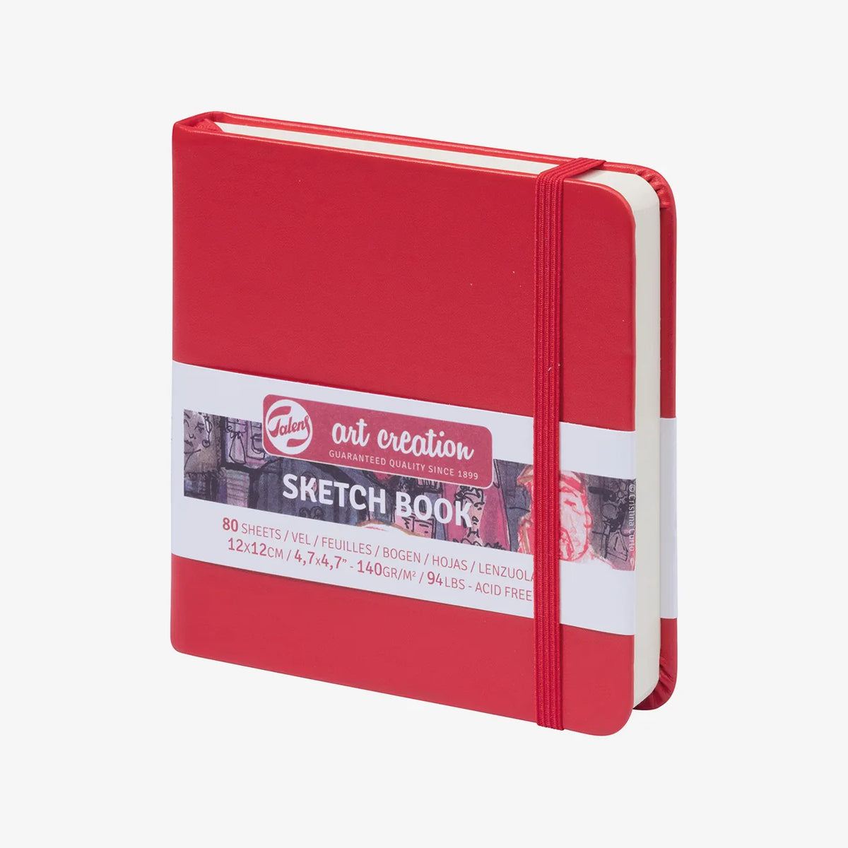 Talens-Art-Creation-Skizzenbuch-Red-leer-Format-H12xB12cm-140g-80Blatt-Produktansicht-seitlich-von-vorn
