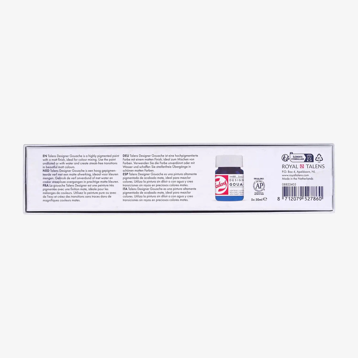 Talens-Gouache-Extra-Fine-Set-5x50ml-Verpackung-Produktansicht-Rueckseite