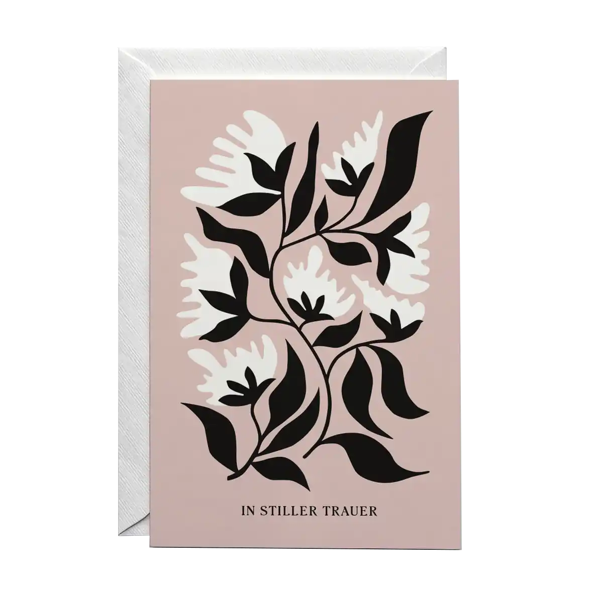 Trauerkarte /  Weisse Blumen / Kondolenzkarte