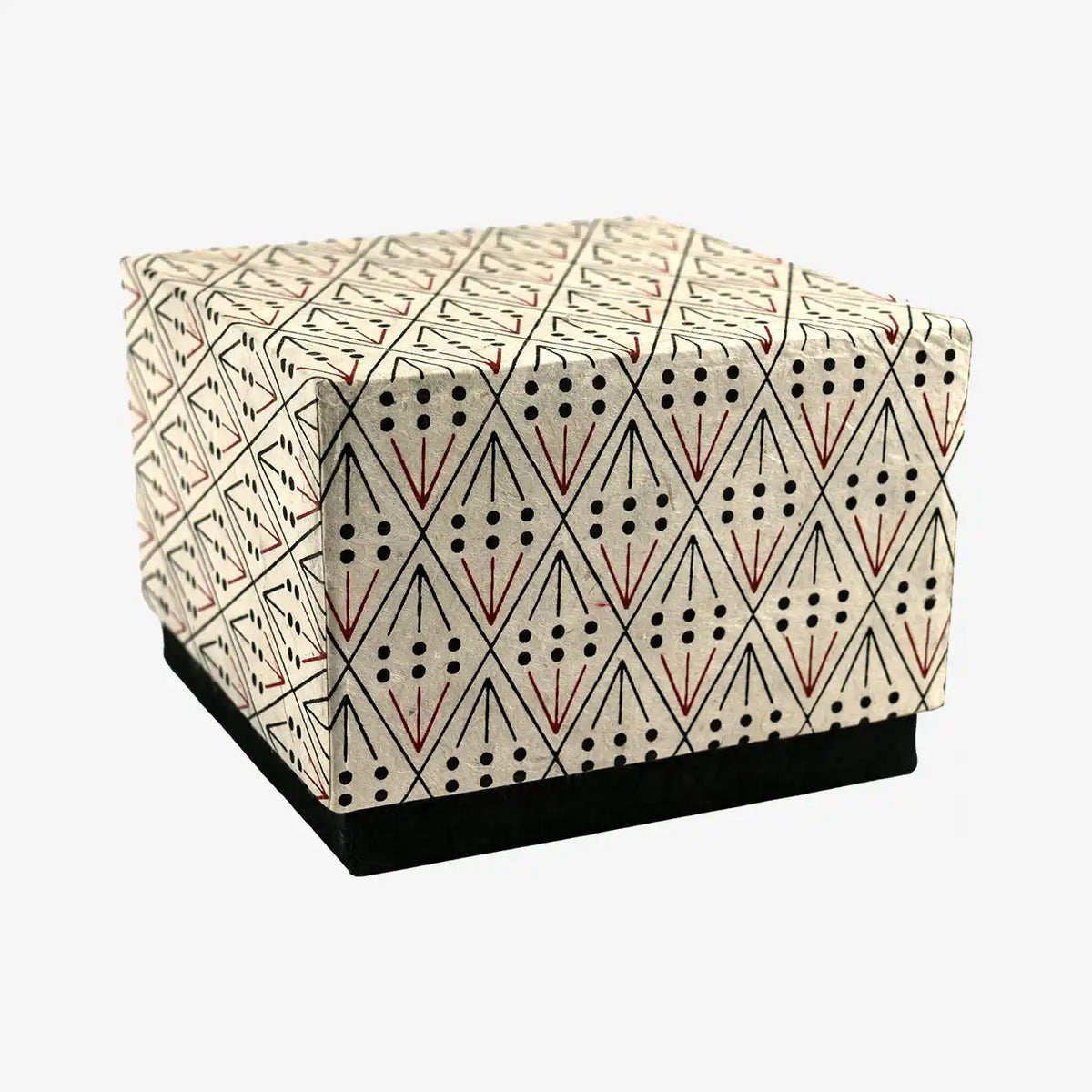 Stülpschachtel / Box Linien und Diamant / Unterteil unifarben / 02 natur-ebenholz/ lackrot