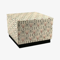 Stülpschachtel / Box Linien und Diamant / Unterteil unifarben / 02 natur-ebenholz/ lackrot