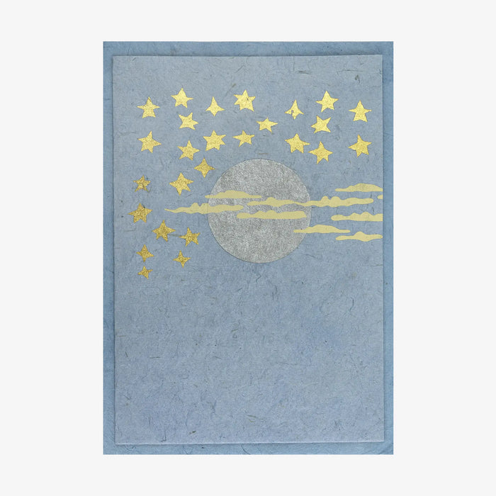 Tudi-Billo-Grusskarte-Klappkarte-mit-Umschlag-Format-A6-Sterne-Mond-und-Wolken-Produktansicht