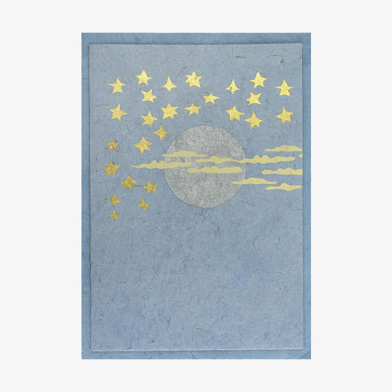 Tudi-Billo-Grusskarte-Klappkarte-mit-Umschlag-Format-A6-Sterne-Mond-und-Wolken-Produktansicht