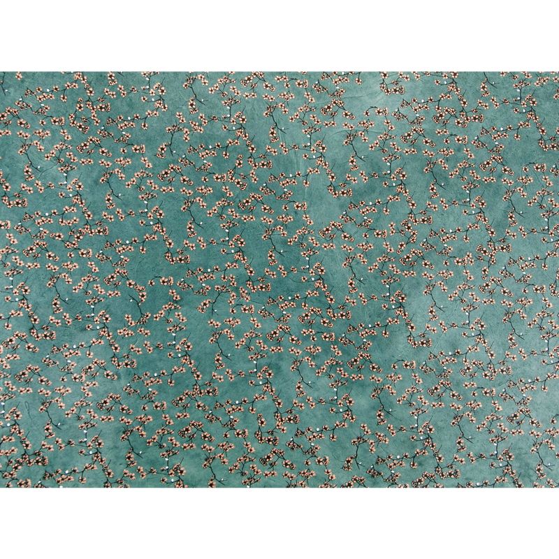 Tudi-Billo-Lokta-Papier-Bogen-Bluetenzweige-78-elefantengrau-kupfer-silber-ebenholz-Ansicht