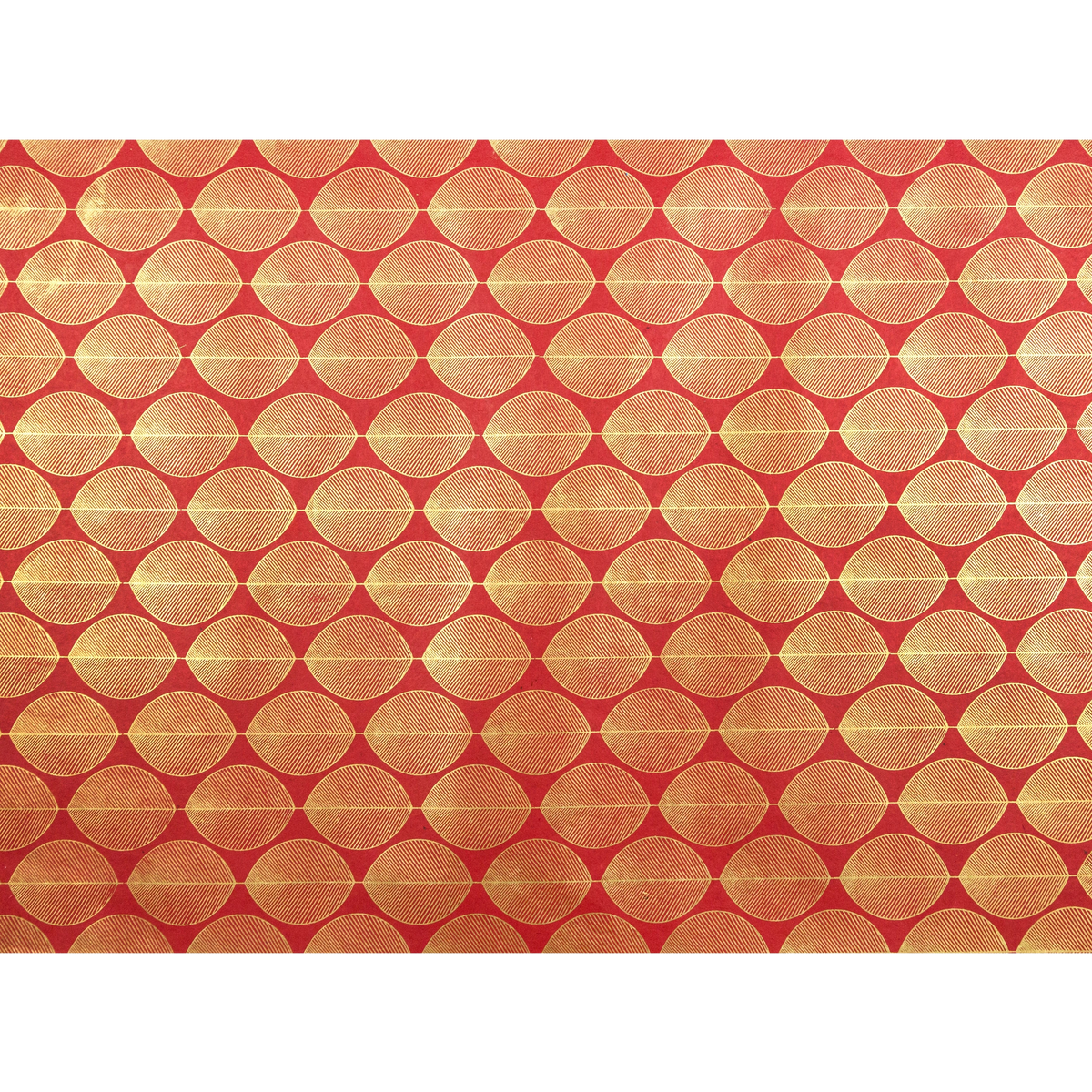 Tudi-Billo-Lokta-Papier-Bogen-geometrische-Blaetter-gold-auf-22lackrot-Ansicht