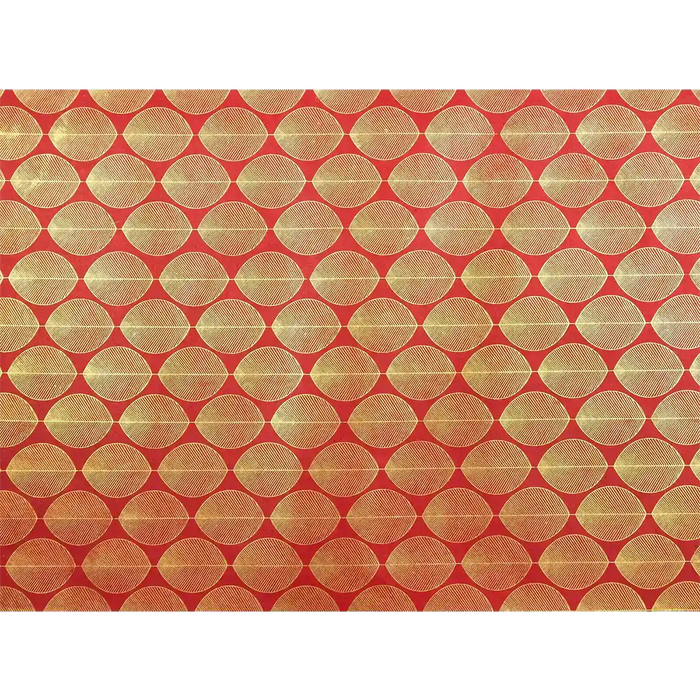 Tudi-Billo-Lokta-Papier-Bogen-geometrische-Blaetter-gold-auf-22lackrot-Ansicht