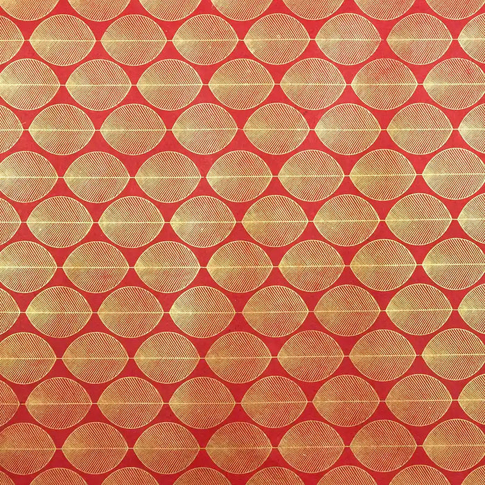 Tudi-Billo-Lokta-Papier-Bogen-geometrische-Blaetter-gold-auf-22lackrot-Quadratische-Ansicht