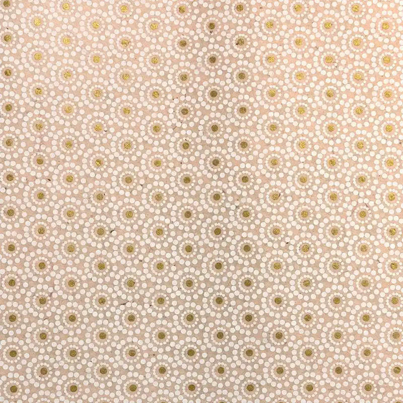 Lokta Papier / Kreise aus Punkten / helles Magenta mit weiß gold