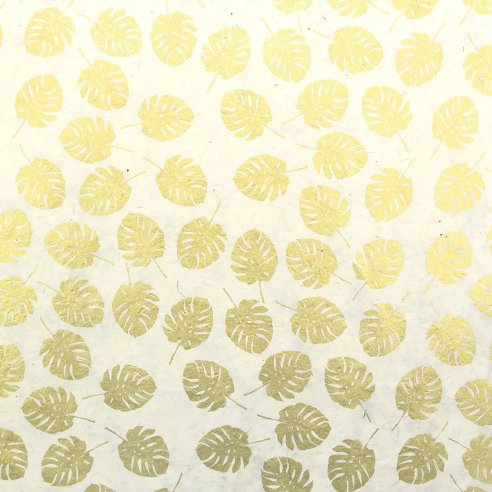 Lokta Papier / Bogen Monstera-Blatt / gold / natur