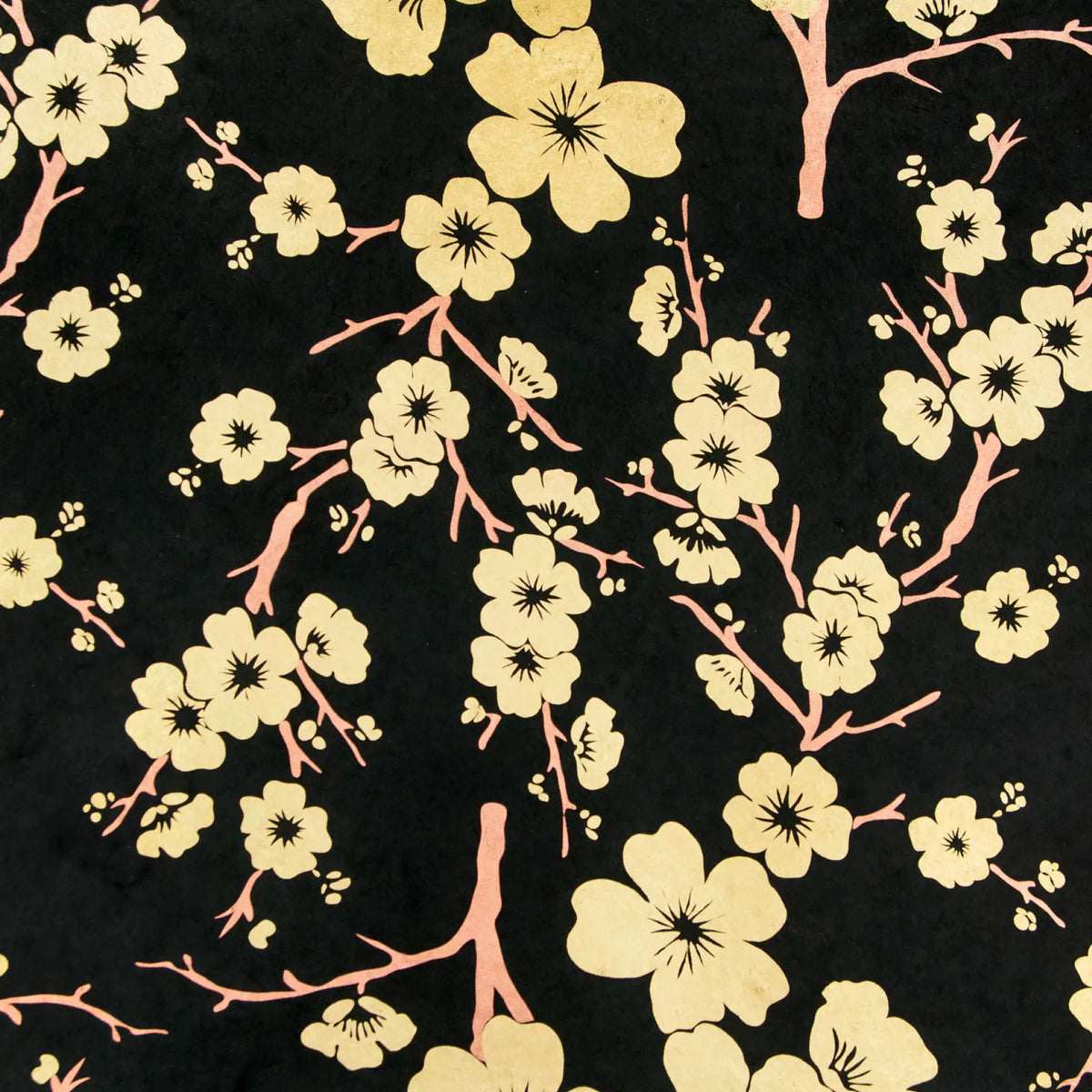 Lokta Papier / Bogen Blüten und Zweige / ebenholz/ gold-kupfer