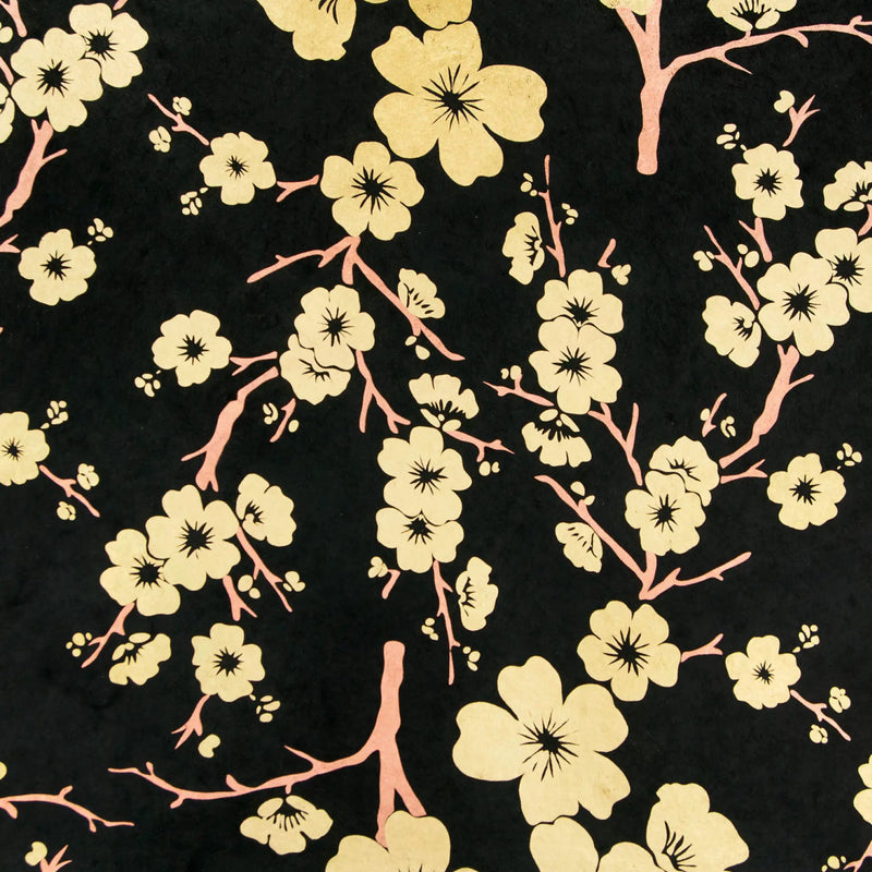 Lokta Papier / Bogen Blüten und Zweige / ebenholz/ gold-kupfer