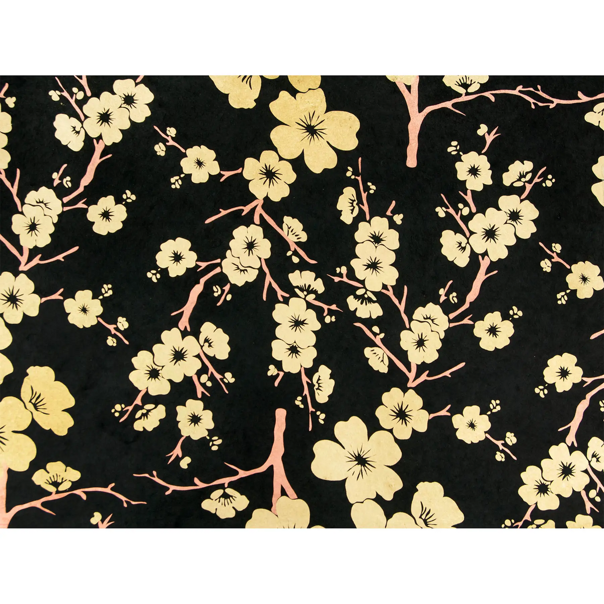 Lokta Papier / Bogen Blüten und Zweige / ebenholz/ gold-kupfer