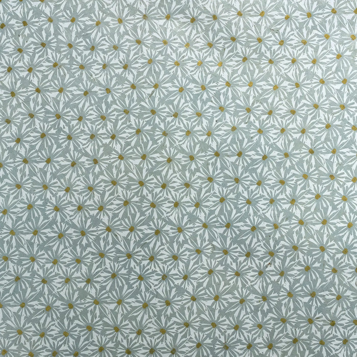 Lokta Papier / Bogen Gänseblümchen / mildes blau / weiß / gold