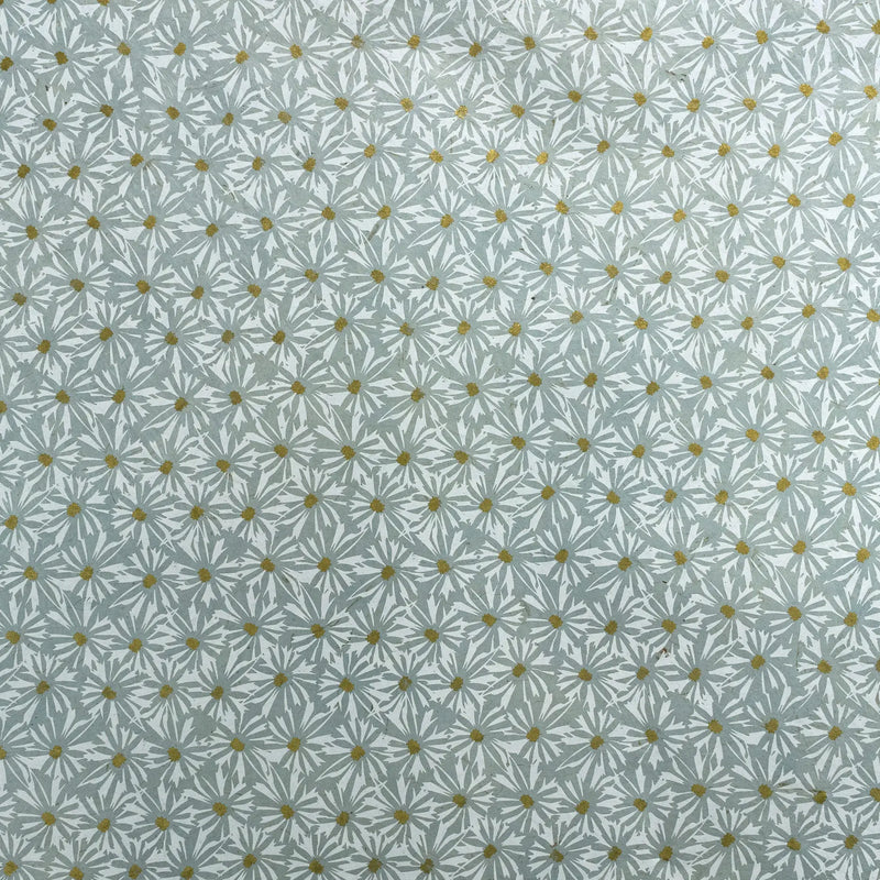 Lokta Papier / Bogen Gänseblümchen / mildes blau / weiß / gold