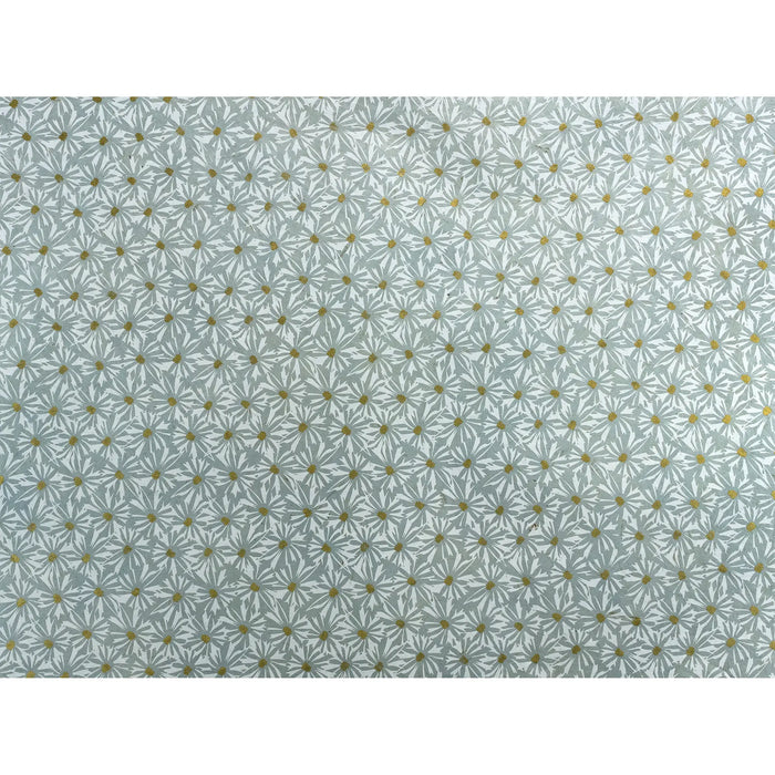 Lokta Papier / Bogen Gänseblümchen / mildes blau / weiß / gold