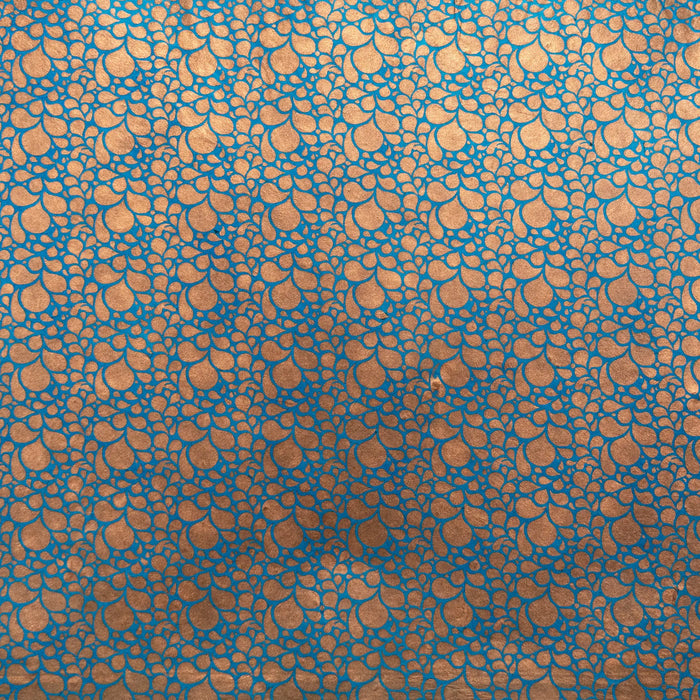 Lokta Papier / Bogen Tropfen / aquamarine/ kupfer