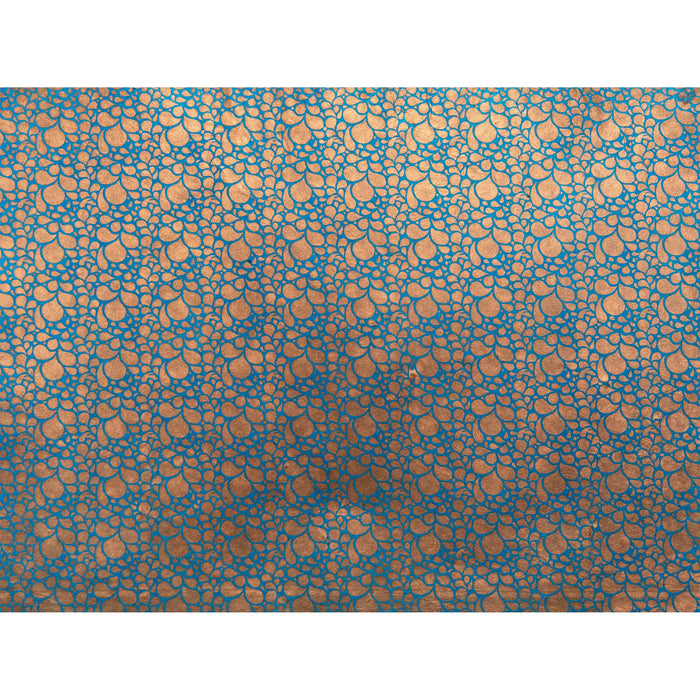 Lokta Papier / Bogen Tropfen / aquamarine/ kupfer