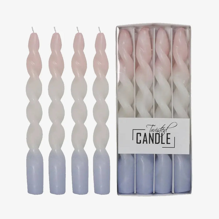 TwistedCandelSpiral-Mix-24x3x10cm-4er-Set-4-Kerzen-und-Verpackung-mit-4Kerzen-Farbe-mehrfarbig-Farverlauf-Ansicht-von-Vorn
