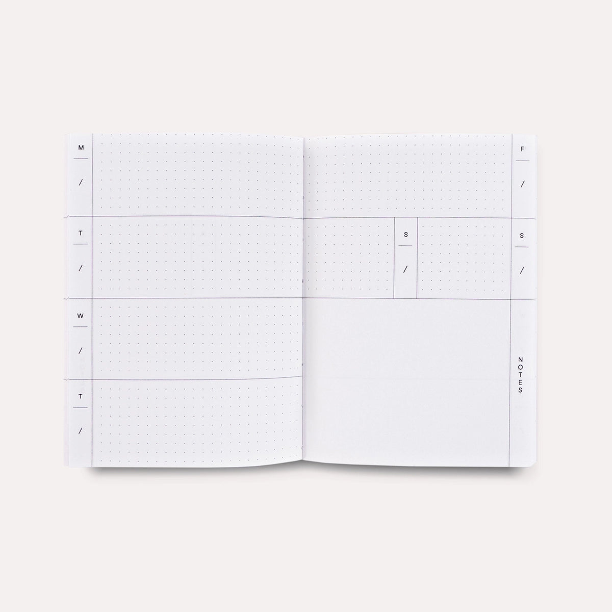 Undatierter-Wochenplaner-Hazy-Pocket-Softcover-A6-128Seiten-Buch-Innenansicht-Wochenuebersicht-1