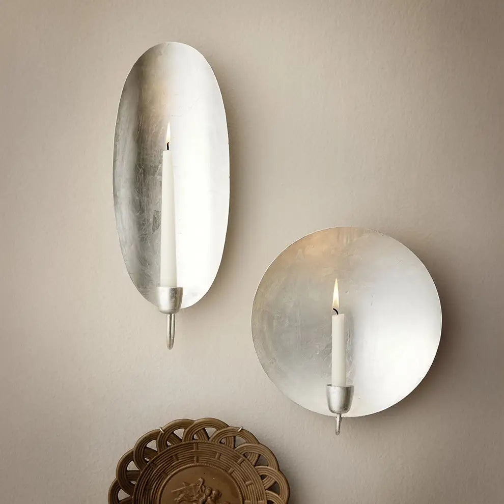 Silver Wall Light / Oval / Kerzenhalter