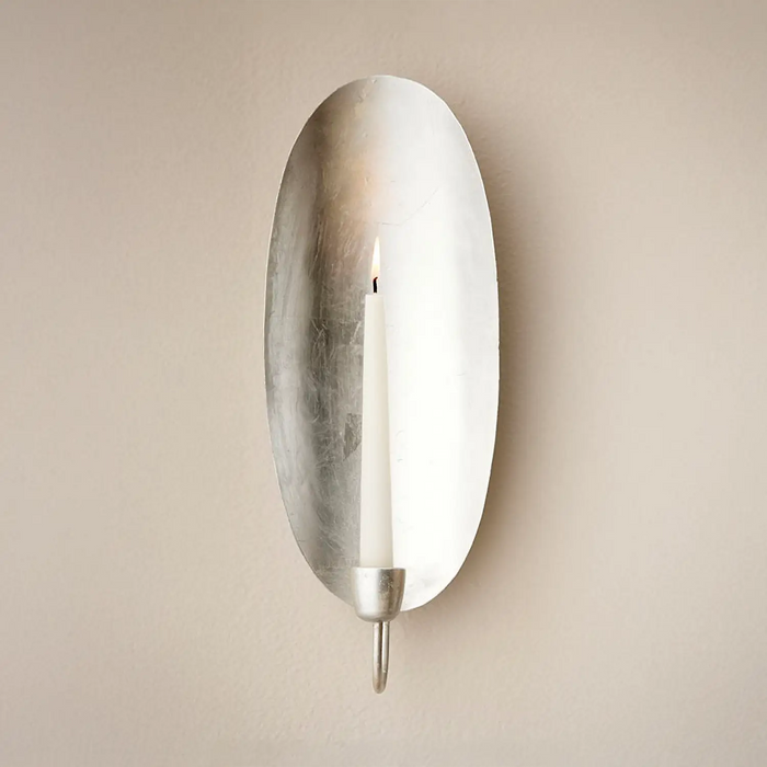 Silver Wall Light / Oval / Kerzenhalter