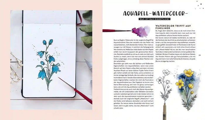 EMF / Watercolor / Florale Motive aus Wiese, Wald & Garten mit Aquarell und Fineliner