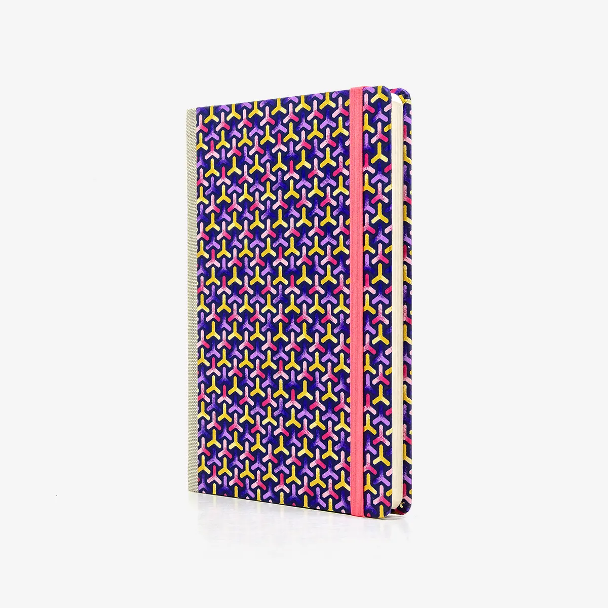 Wochenplaner-12x16_5cm-spaltenaufteilung-Cover-Chiyogami-Motiv-Bogen-1094C-Flechtmuster-purple-Pink-seitlich-von-vorn